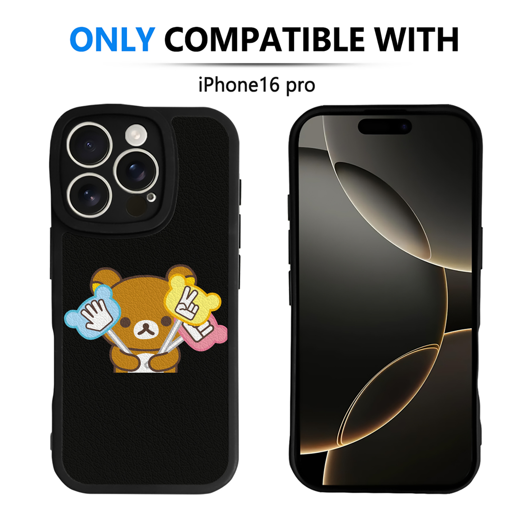 （画像用） リラックマ リラックマ キイロイトリ Rilakkuma Korilakkuma Kiiroitori 【iPhone 16シリーズ対応】シリコンスマホケース（レザー調） 材質：シリコン